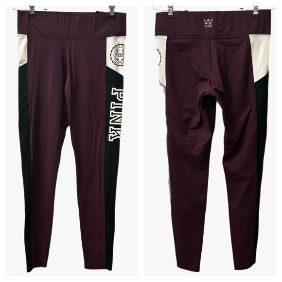 PINK Victorias Secret Wine Colored 7/8 Length Leggings Women’s Size Medium - Picture 1 of 9